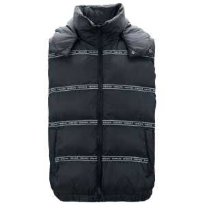 Versace Elegant Black Logo Band Vest with Detachable Hood