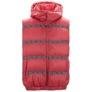 Elegant Red Versace Logo Vest with Detachable Hood