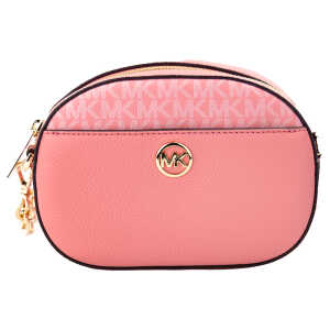 Michael Kors Jet Set Glam Tea Rose Leather Oval Crossbody Handbag Purse