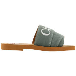 Chloé Elegant Forest Green Cotton Slides