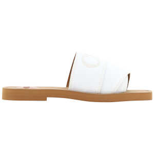 Chloé Elegant White Cotton Slide Sandals