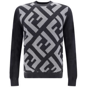Fendi Chic Grey Wool Iconic Logo Sweater