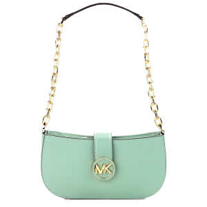 Michael Kors Carmen Small Sea Green Leather Pouchette Shoulder Crossbody Purse