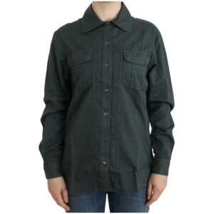 Cavalli Elegant Gray Cotton Button Down Shirt