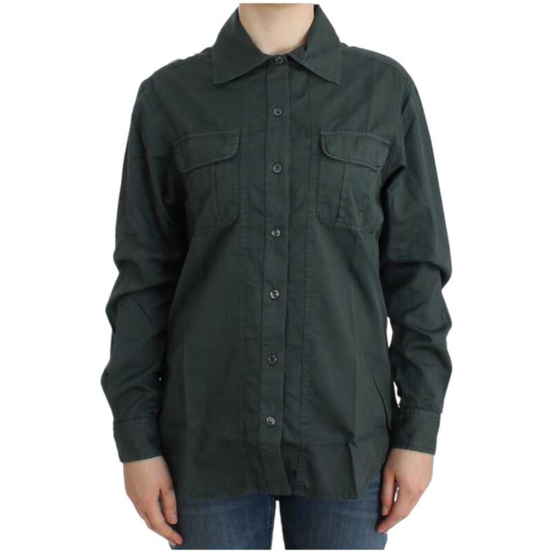 Cavalli Elegant Gray Cotton Button Down Shirt, theFeinheit