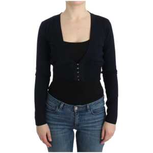 Cavalli Elegant Black Cropped Virgin Wool Cardigan
