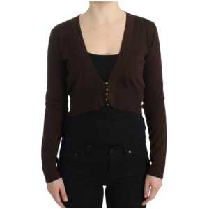 Cavalli Elegant Brown Virgin Wool Cropped Cardigan