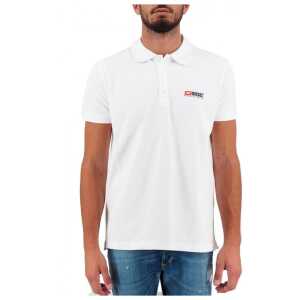 Diesel Elegant White Cotton Polo Shirt with Contrasting Logo