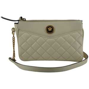 Versace Elegant White Lamb Leather Crossbody Pouch
