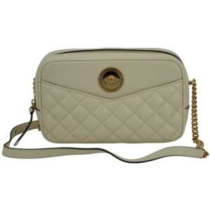 Versace Elegant White Leather Camera Shoulder Bag