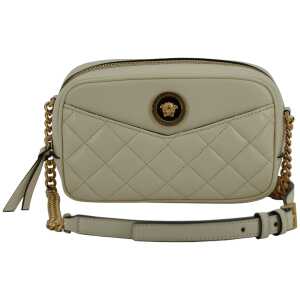 Versace Elegant White Lamb Leather Camera Bag