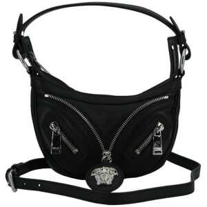 Versace Elegant Black Mini Hobo Shoulder Bag
