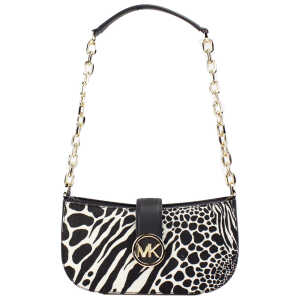 Michael Kors Carmen Small Black Haircalf Pouchette Shoulder Crossbody Bag