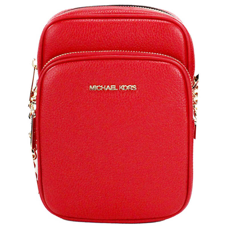 Michael Kors Jet Set Bright Red Pebbled Leather North South Chain Crossbody Bag, theFeinheit