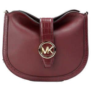 Michael Kors Gabby Small Dark Cherry Leather Foldover Hobo Crossbody Bag