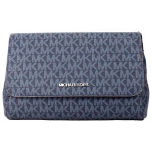 Michael Kors Jet Set Medium Navy Blue PVC Convertible Pouchette Crossbody Bag