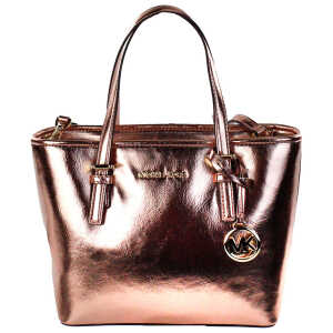 Michael Kors Jet Set Primrose Metallic XS Carryall Top Zip Tote Bag Purse