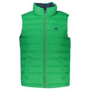 La Martina Sleek Sleeveless Green Jacket with Embroidery