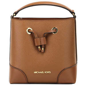 Michael Kors Mercer Small Luggage Pebbled Leather Bucket Crossbody Bag Purse