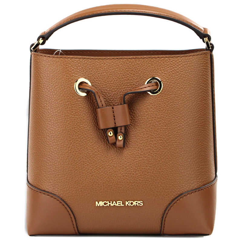 Michael Kors Mercer Small Luggage Pebbled Leather Bucket Crossbody Bag Purse, theFeinheit