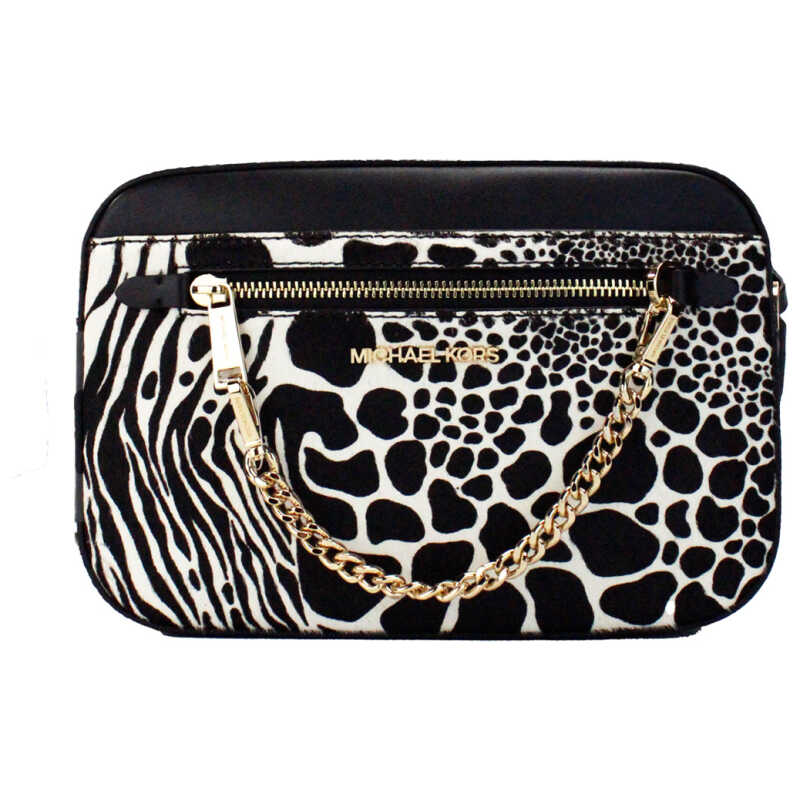 Michael Kors Jet Set Large East West Black Haircalf Zip Chain Crossbody Bag, theFeinheit