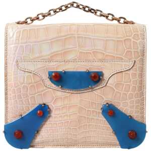Balenciaga Elegant Mini Chain Beige Clutch for Evening Elegance