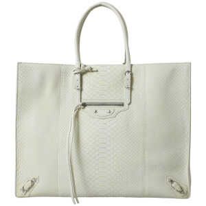 Balenciaga Chic Python Leather Tote in White & Yellow