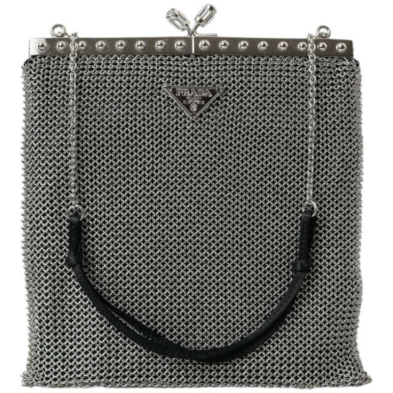 Prada Elegant Silver Mesh Shoulder Evening Bag, theFeinheit