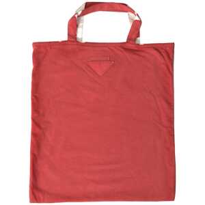 Prada Chic Red and White Fabric Tote Bag