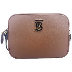Burberry Small Leather Tan Camera Crossbody TB Logo Bag