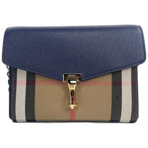 Burberry Macken Small Regency Blue House Check Leather Crossbody Bag