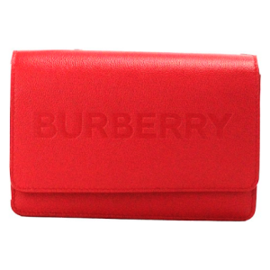 Burberry Hampshire Small Red Embossed Logo Smooth Leather Crossbody Bag