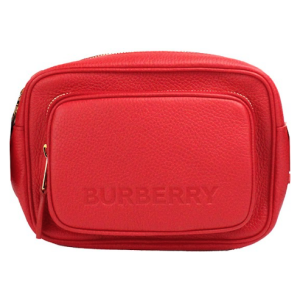 Burberry Small Branded Bright Red Grainy Leather Camera Crossbody Bag