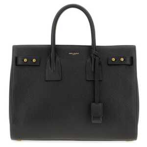 Saint Laurent Black Calf Leather Sac De Jour Handbag