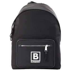 Burberry Abbeydale Branded Stamp Black Nylon Backpack Shoulder Bookbag