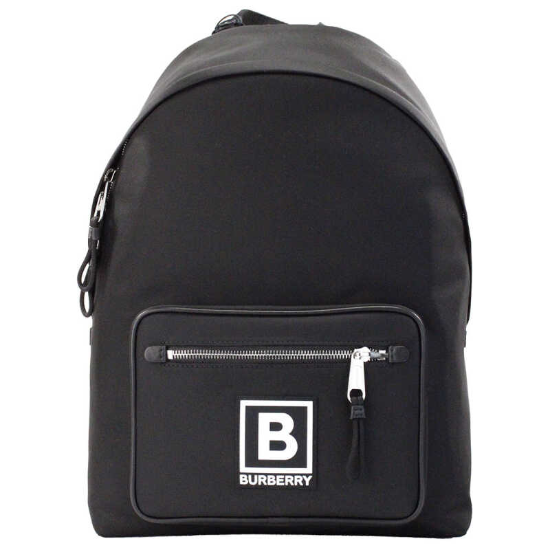Burberry Abbeydale Branded Stamp Black Nylon Backpack Shoulder Bookbag, theFeinheit