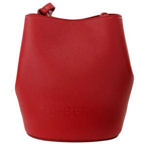 Burberry Lorne Small Red Pebbled Leather Bucket Crossbody Purse Bag