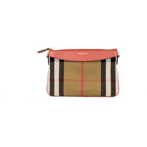 Burberry Peyton House Check Derby Cinnamon Red Grain Leather Pouch Crossbody Bag