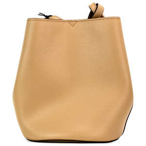 Burberry Lorne Small Camel Haymarket Check Pebble Leather Bucket Handbag Purse