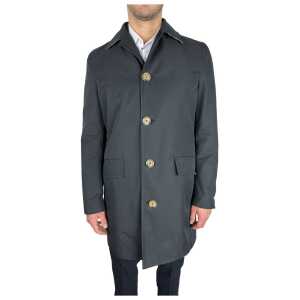 Aquascutum Blue Cotton Men's Trench Coat