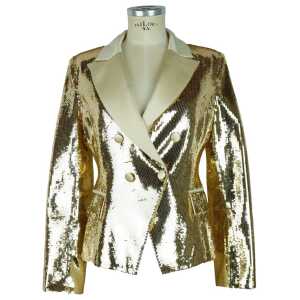 Elisabetta Franchi Chic Sequined Double-Breasted Yellow Jacket