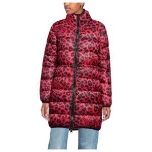 Love Moschino Chic Leopard Print Long Down Jacket