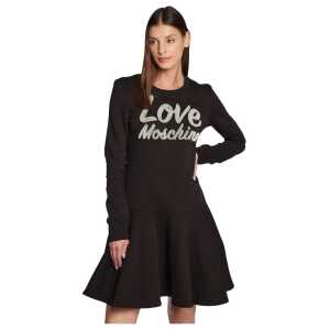 Love Moschino Chic Embossed Logo Cotton Blend Dress