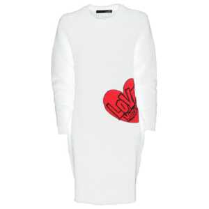 Love Moschino Chic Heart Pattern Knit Dress in White