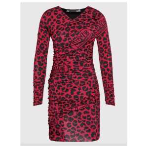 Love Moschino Chic Leopard Texture Dress in Pink and Black