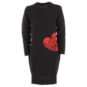 Love Moschino Chic Heart Pattern Knit Wool-Blend Dress