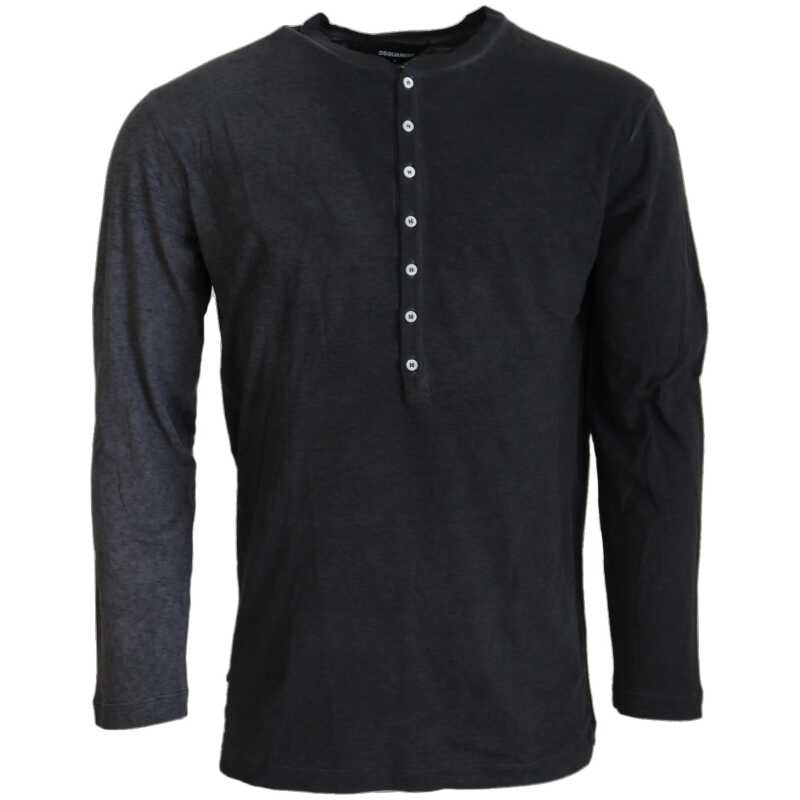 Dsquared² Black Cotton Linen Long Sleeves Pullover Sweater, theFeinheit