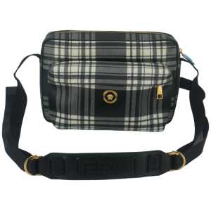 Versace Elegant Grey Leather Crossbody Bag