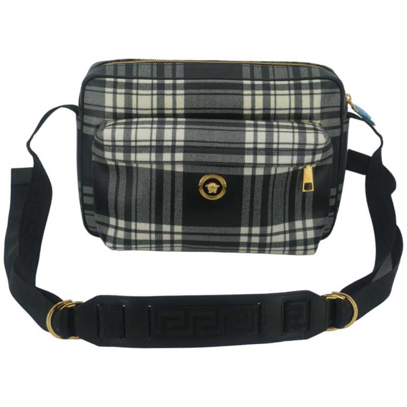 Versace Elegant Grey Leather Crossbody Bag, theFeinheit