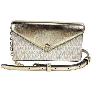 Michael Kors Jet Set Travel Pale Gold Small Flap Clutch Crossbody Bag